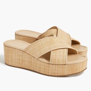 NWT J.Crew Raffia Wedge Platform Sandals